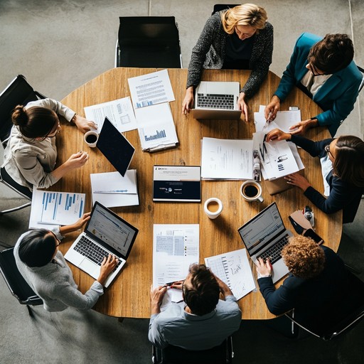 Professionals collaborating around a meeting table
